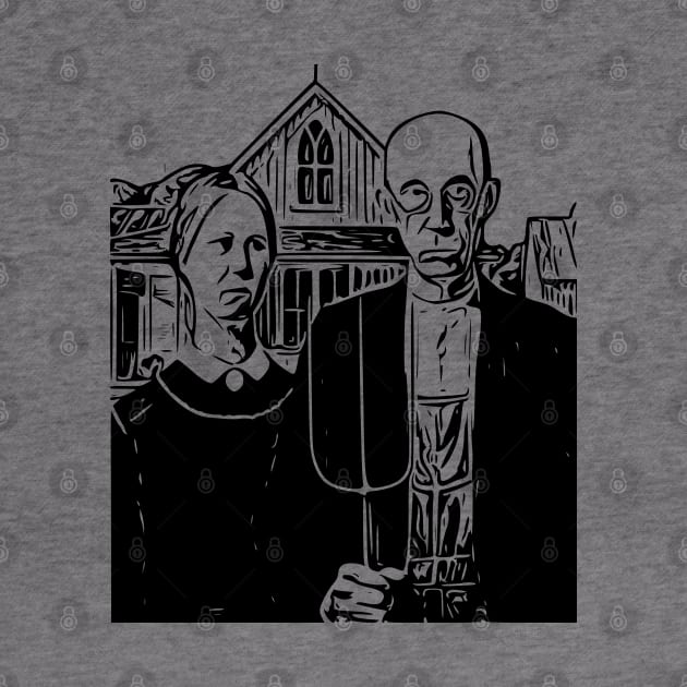 Grant Wood | American Gothic | Line art by Classical